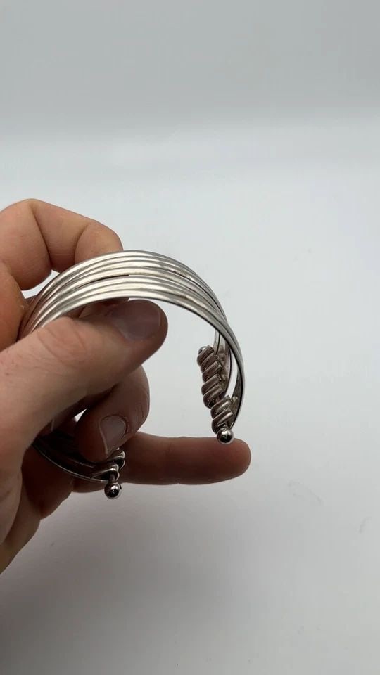 925 STERLING SILVER SEVEN STRAND STACKED CUFF BRACELET (7.5 INCH) 63.2 GRAMS (1 of 2)