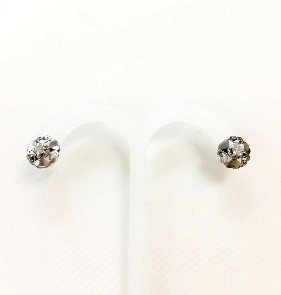 14K WHITE GOLD WITH 0.30CTW NATURAL DIAMONDS HEART EARRINGS 1.9 GRAMS (1 of 2)