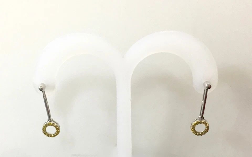 10K WHITE GOLD EARRINGS WITH 0.25CTW YELLOW DIAMONDS 1.9 GRAM: 10K WHITE GOLD EARRINGS WITH YELLOW DIAMONDS 10k White Gold Earrings with Yellow Diamonds You are bidding on a 10k White Gold Earrings with Yellow Diamonds. There are a few minor scratches on the earr