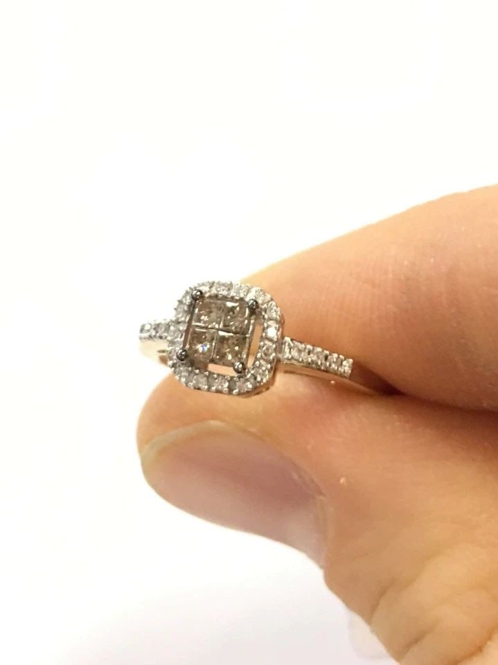 NEW 10K YELLOW GOLD RING WITH CHAMPAGNE/WHITE DIAMONDS (SIZE 7.25) 2.1 GRAM (1 of 2)