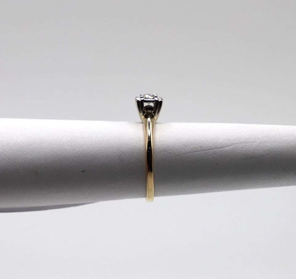 14K YELLOW GOLD RING WITH SOLITAIRE 0.20CT NATURAL DIAMOND (SIZE: 6.5) 2.3 GRAMS (1 of 2)