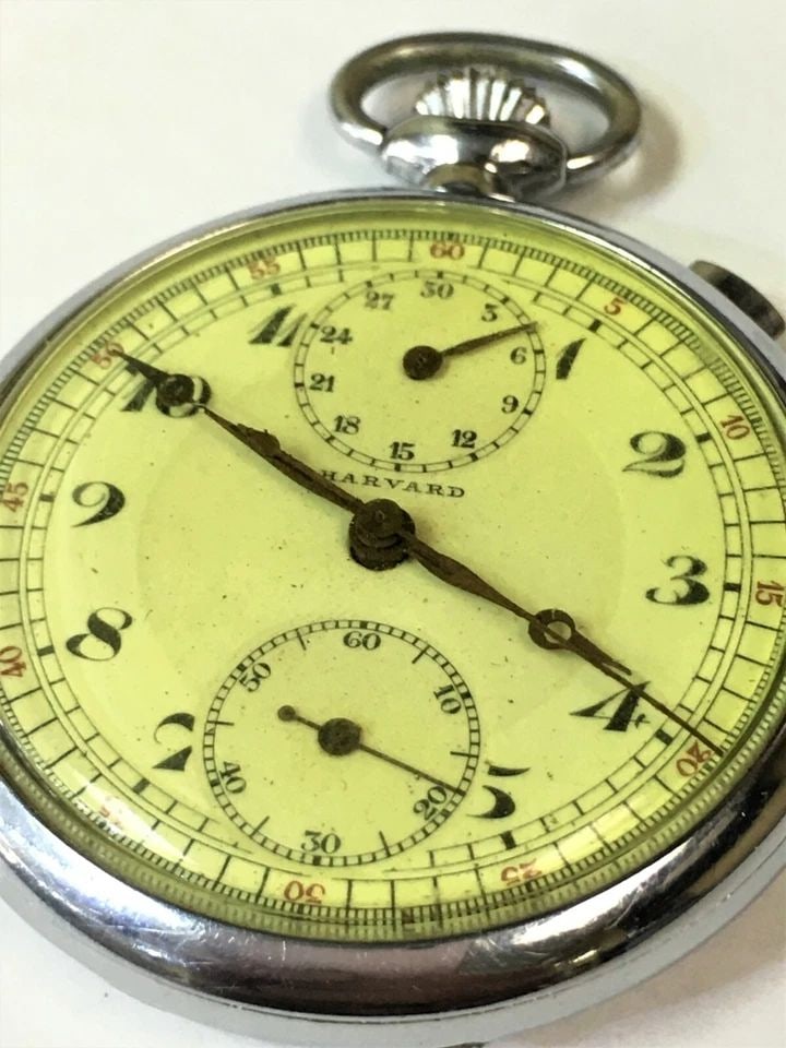VINTAGE HARVARD CHRONOGRAPH POCKET WATCH 43MM SWISS 7J MOVEMENT (1 of 2)