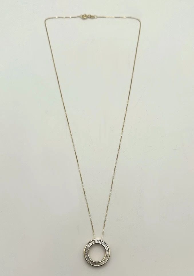 10K GOLD NECKLACE AND PENDANT WITH 0.35CTW NATURAL DIAMONDS ( 18 INCH ) 2.3G (1 of 2)
