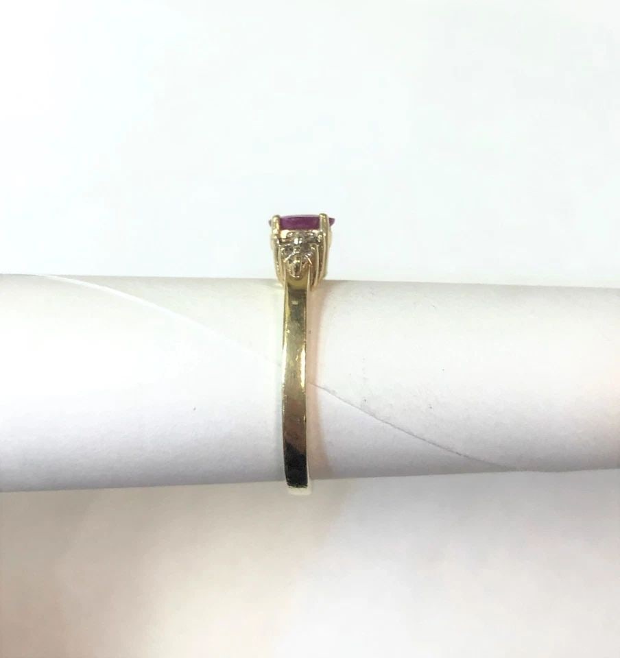 10K YELLOW GOLD RING WITH NATURAL RUBY AND 0.16CTW DIAMONDS (SIZE 7) (1 of 2)