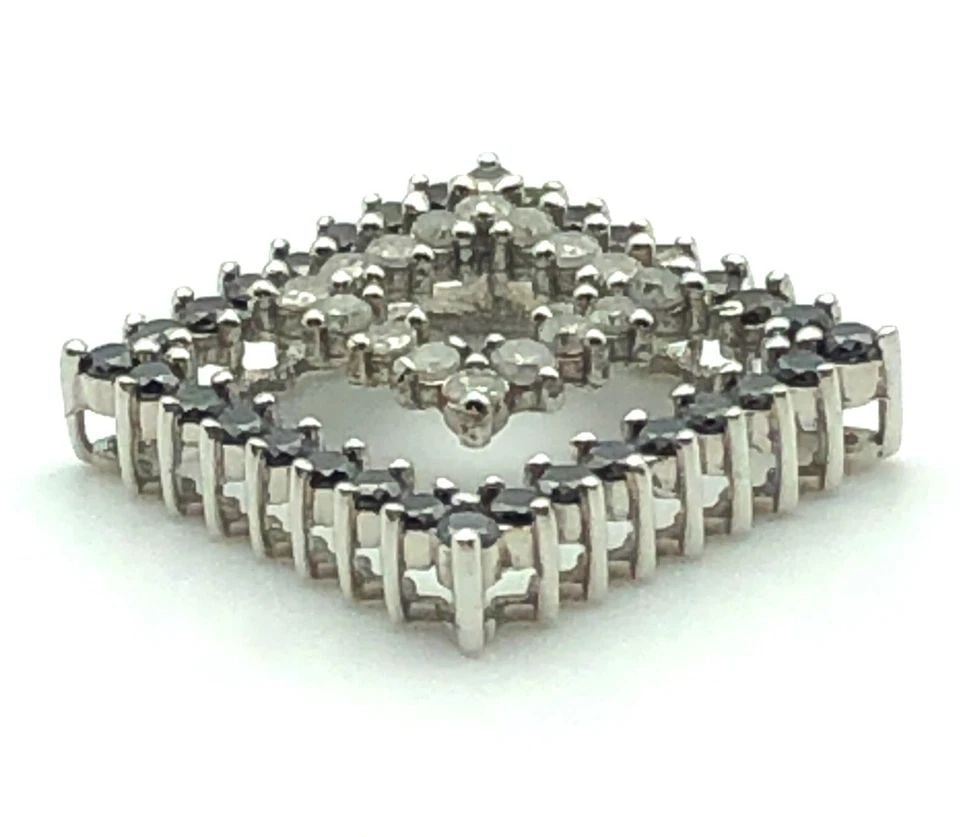 10K WHITE GOLD SQUARE PENDANT WITH 0.96CTW WHITE AND BLACK DIAMONDS (2.5 GRAM) (1 of 2)