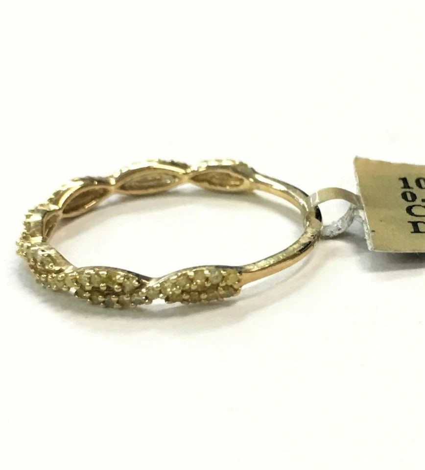 NEW 10K GOLD INTERTWINED RING, 0.25CTS YELLOW DIAMONDS (SIZE 6.75) 1.1 GRAM (1 of 2)