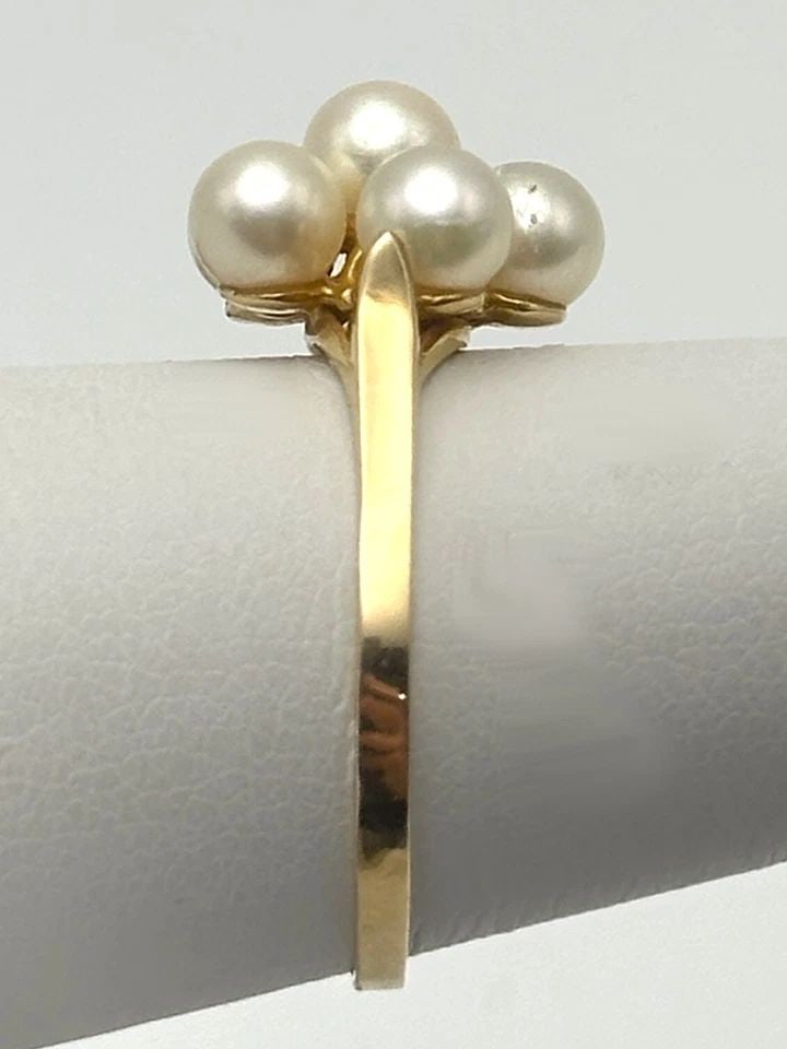 14K GOLD RING SET WITH 6 CULTURED PEARLS (SIZE 8) 2.4 GRAMS (1 of 2)