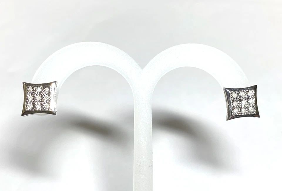 NEW 10K WHITE GOLD KITE EARRINGS WITH 0.09CTW NATURAL DIAMONDS 3 GRAMS (1 of 2)