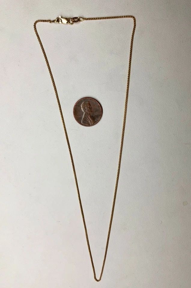 MILROSE 14K GOLD NECKLACE ( 17 INCH LONG ) ( 1MM WIDE ) 2.2 GRAMS: MILROSE 14K NECKLACE . 17INCH Milrose 14K Necklace . 17inch You are bidding on a pre-owned Milrose neckalce. The necklace has minor scuffs and scratches from normal wear and tear, but overall it is in