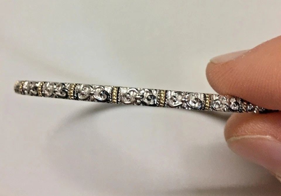 GABRIEL & CO STERLING SILVER BANGLE WITH 18K GOLD ACCENTS 35916-5 ( 16.4 GRAM ) (1 of 2)