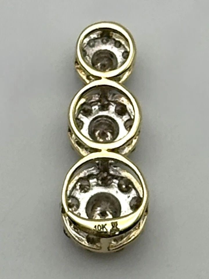 10K YELLOW GOLD TRIPLE CIRCLE PENDANT WITH 0.50CTW NATURAL DIAMONDS 0.7GRAMS (1 of 2)