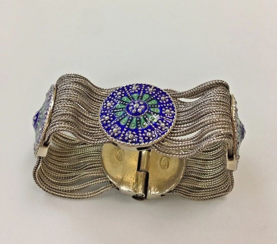 VINTAGE 925 STERLING SILVER MULTI LAYERED STYLE BRACELET (7 INCH) 63.1 GRAMS (1 of 2)