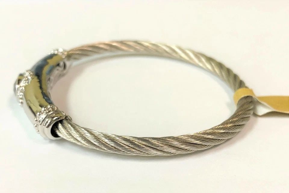 GABRIEL & CO. 925 SILVER & STEEL BRACELET WITH SMOKEY QUARTZ (6.5 INCH) 19.1G (1 of 2)