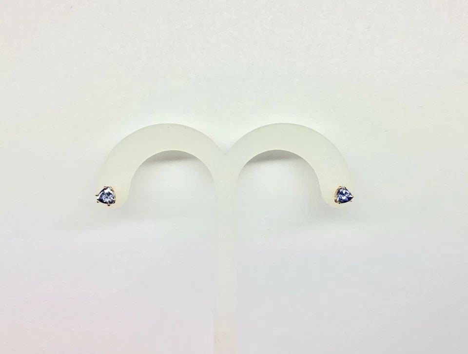 14K YELLOW GOLD EARRINGS WITH 0.44CTW TRILLION CUT TANZANITE (0.8 GRAMS): WOMEN'S 14K YELLOW GOLD EARRINGS WITH 0.44CTW SOLITAIRE TRILLION CUT TANZANITE Women's 14k Yellow Gold Earrings with 0.44ctw Solitaire Trillion cut Tanzanite You are bidding on a pre-owned Women's 14k