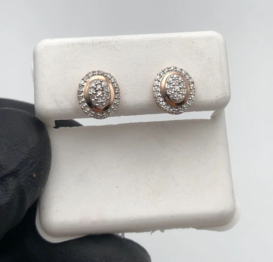 OVAL SHAPED 10K ROSE GOLD EARRINGS WITH 0.20CTW OF DIAMONDS 1.4 GRAM (1 of 2)