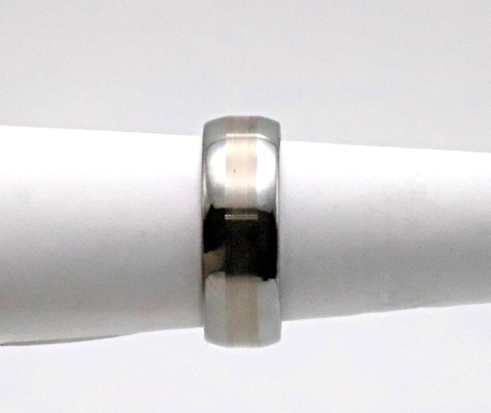ARTCARVED TUNGSTEN WITH 18K WHITE GOLD INLAYED CENTER BAND (SIZE 9.75) 15.1G (1 of 2)