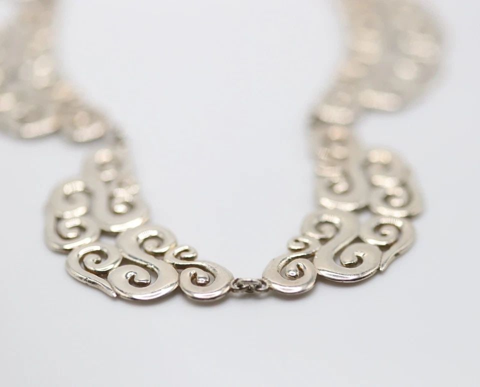 ZINA 925 STERLING SILVER FLORAL STYLE LINKED NECKLACE (17.5 INCH) 42.2 GRAM (1 of 2)