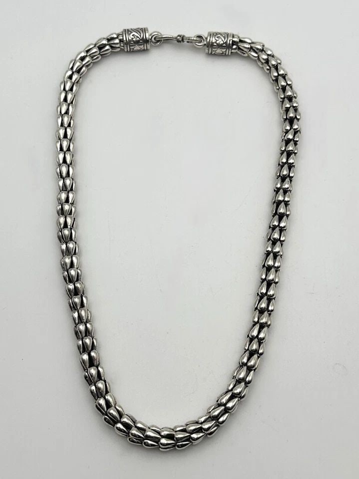 925 STERLING SILVER SCALE LINKED STYLE NECKLACE ( 18.25 INCH ) 45.5G (1 of 2)