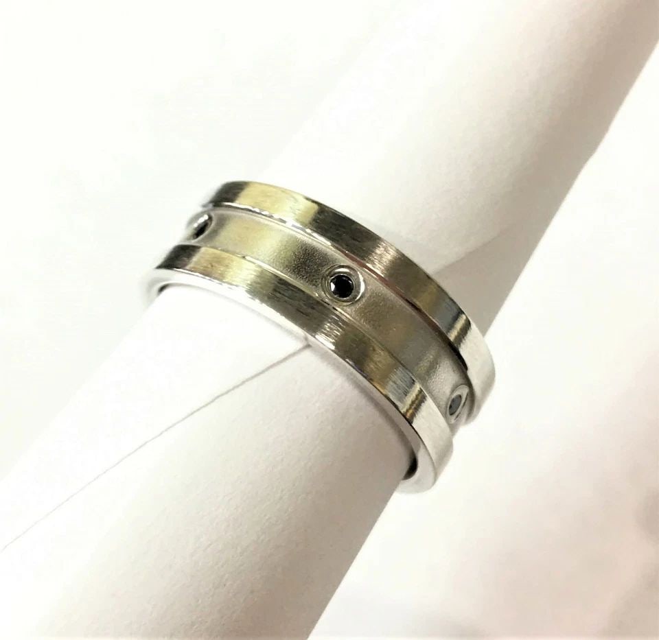 ARGO ARGENTIUM BENCHMARK 925 STERLING SILVER BAND W/ BLUE DIAMONDS (SIZE 10) (1 of 2)
