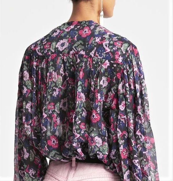 ISABEL MARANT KILEDIA PUFF SLEEVE TOP FADED NIGHT (SIZE: 36) (RETAIL: $740.00) (1 of 2)
