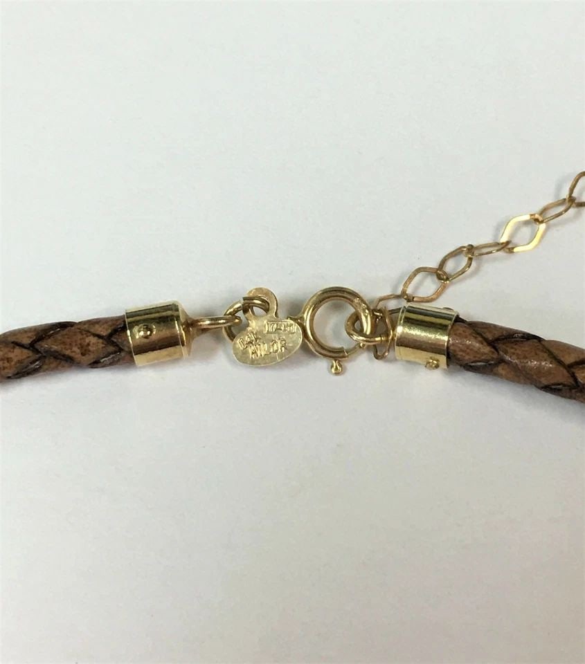MILOR 14K CLASP GENUINE BROWN LEATHER NECKLACE 17'' (1 of 2)