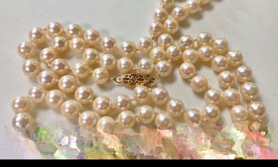 CULTURED PEARL NECKLACE, GRADE B WITH 14K YELLOW GOLD CLASP 24" (1 of 2)