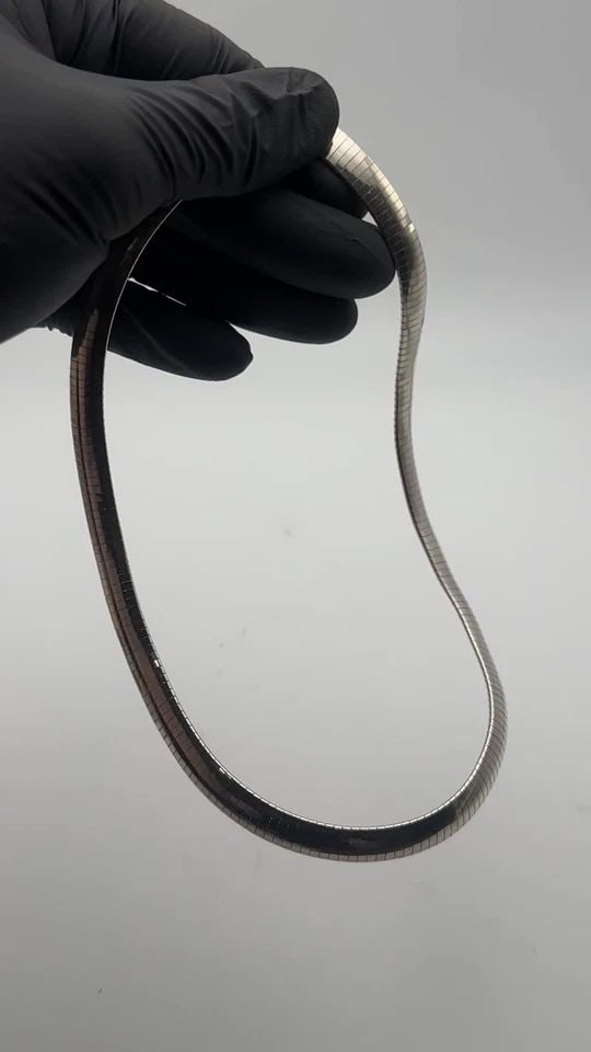 925 STERLING SILVER, 6.5MM WIDE, OMEGA STYLE NECKLACE ( 18 INCH ) 32.3G (1 of 2)