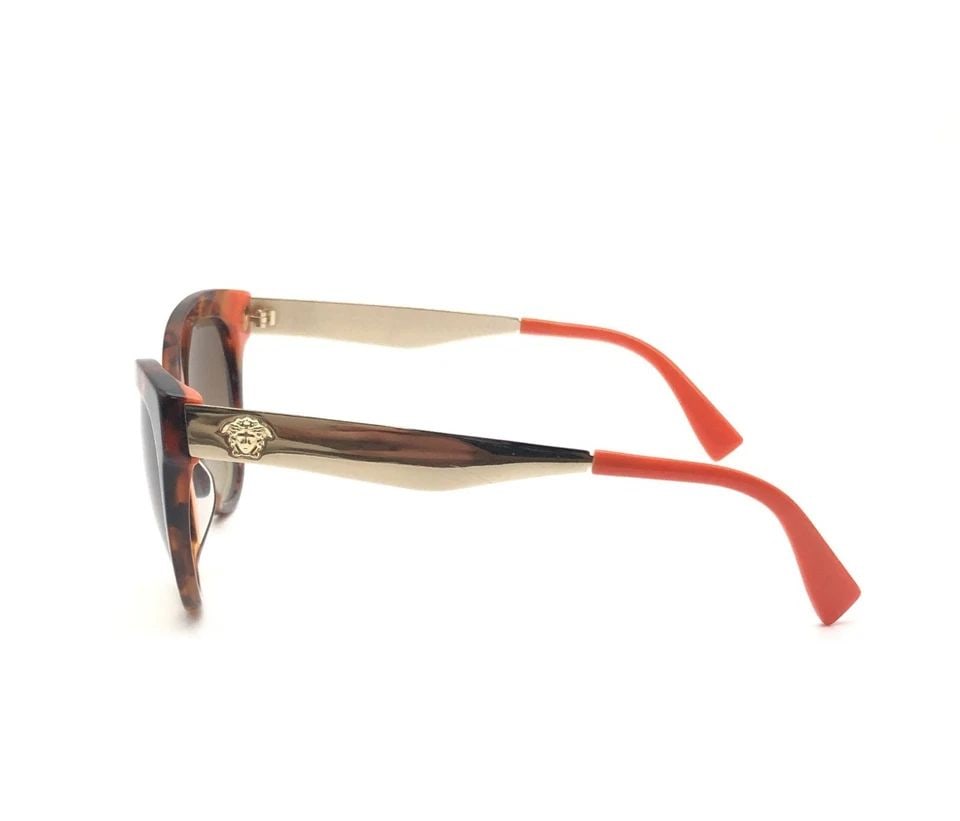 VERSACE VE 4338 SUNGLASSES BROWN TORTOISE SHELL, GOLD TONED, ORANGE ENDS (1 of 2)