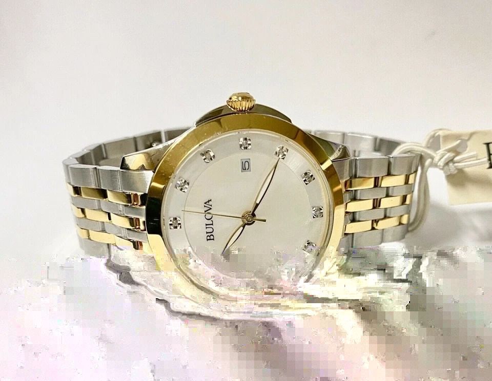 BULOVA WOMEN'S QUARTZ DIAMOND ACCENTS TWO-TONE STAINLESS STEEL WATCH 98P161 (1 of 2)
