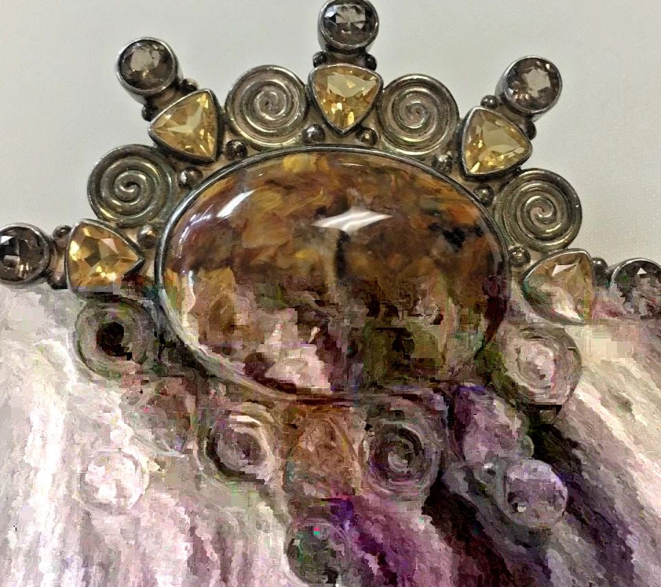 SAJEN 925 STERLING SILVER PENDANT BROOCH PIN WITH STONES 21.4 GRAM (1 of 2)