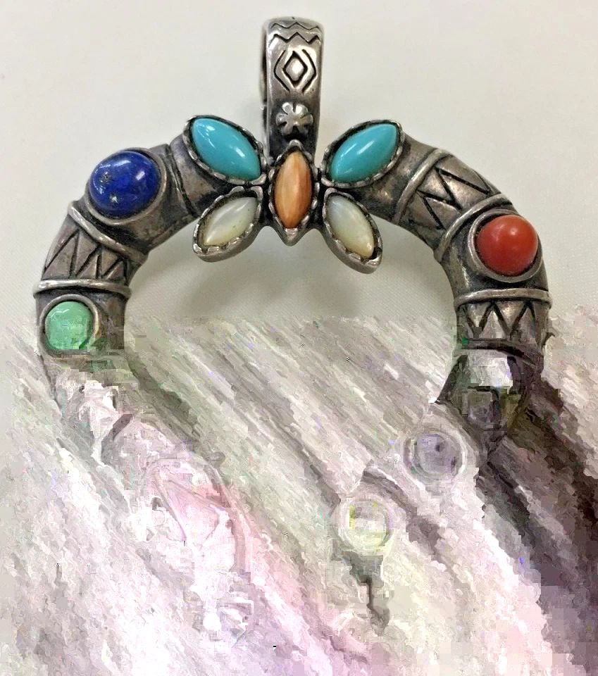 STERLING SILVER PENDANT VERONICA DINE MULTI COLORED STONES 16.5 GRAM (1 of 2)