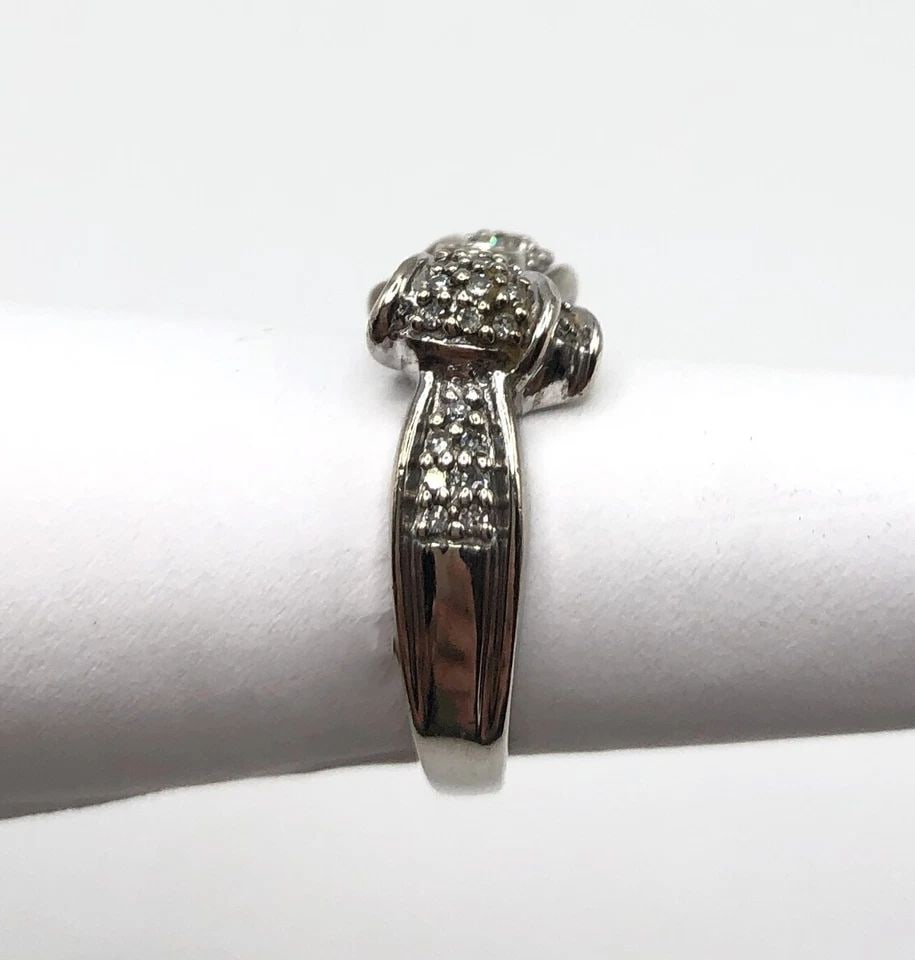 JWBR STERLING SILVER 0.24CTS DIAMOND RIBBON BOW STYLE RING (SIZE 6) (1 of 2)