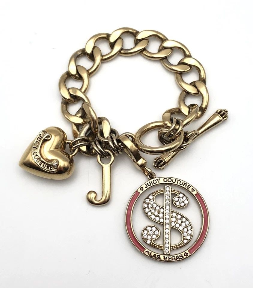 JUICY COUTURE LAS VEGAS LUCKY CUBAN LINK STYLE CHARM BRACELET (7 INCH) (1 of 2)