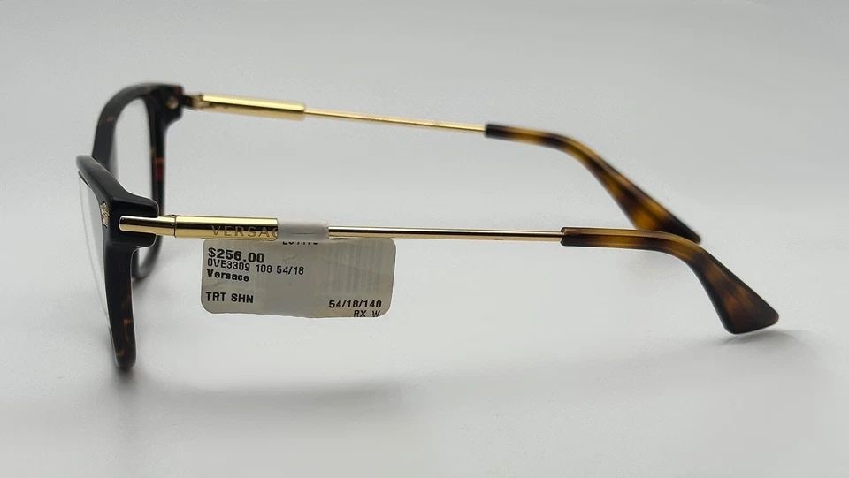 VERSACE VE3309 EYEGLASSES, BROWN TORTOISESHELL, GOLD TONED HINGES (DISPLAY PAIR) (1 of 2)