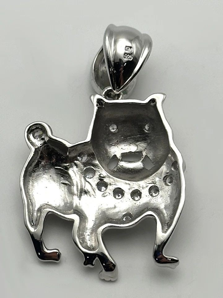 925 SILVER BULLDOG PENDANT WITH CUBIC ZIRCONIA 21.5 GRAMS (1 of 2)
