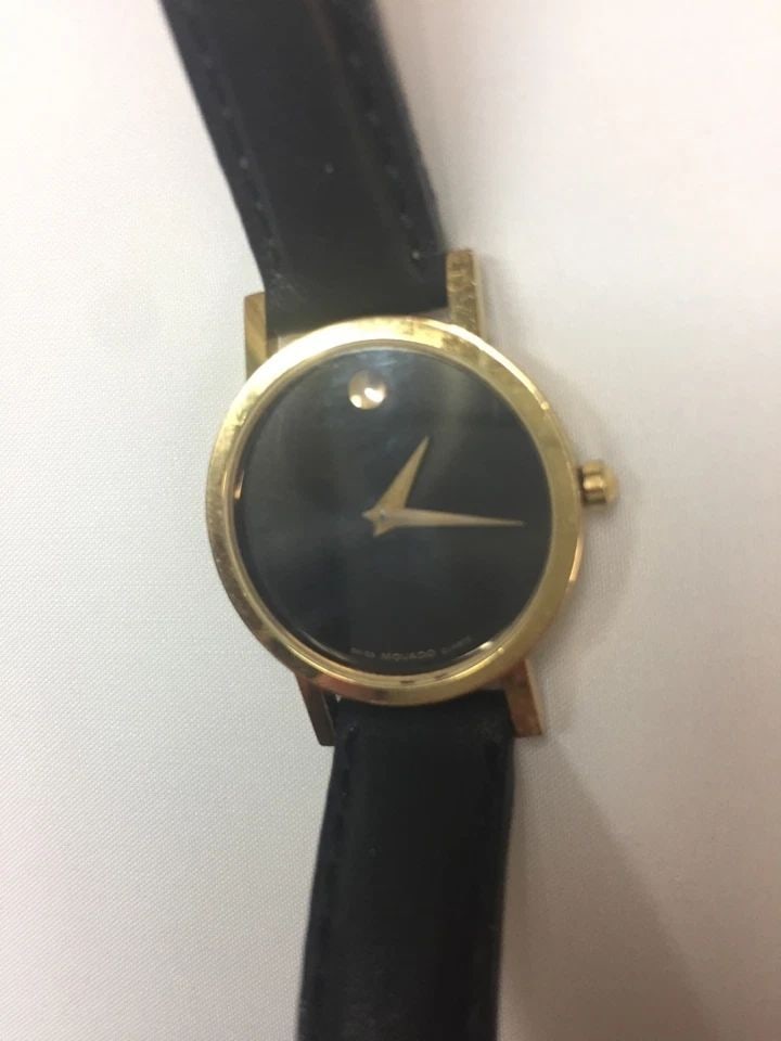 MOVADO 87.A1.832 LADIES GOLD TONE BLACK MUSEUM DIAL LADIES WATCH (1 of 2)