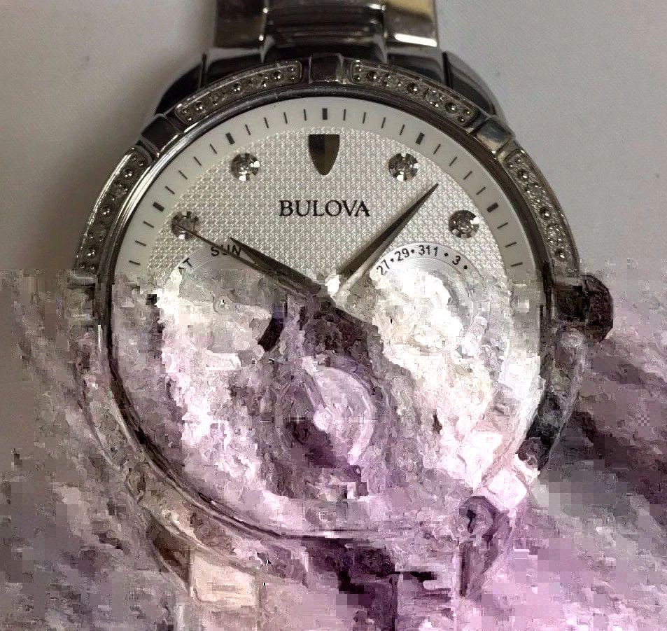WOMEN'S BULOVA 96R195 SILVER BAND DIAMOND BEZEL DIAMOND DIAL (1 of 2)