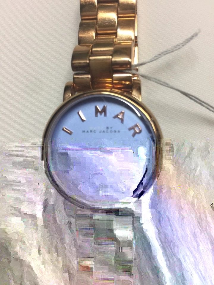 MARC JACOBS BLUE DIAL ROSE GOLD TONE STAINLESS STEEL STRAP WOMENS WATCH MBM3285 (1 of 2)