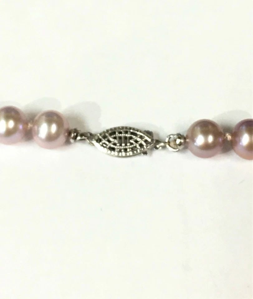 PINK ROSE COLORED PEARL NECKLACE WITH 925 SILVER CLASP ( 19 INCH ) 31.9G (1 of 2)
