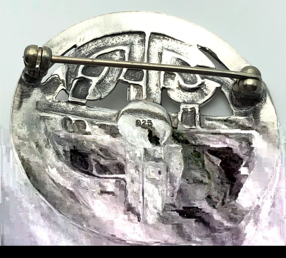 VINTAGE MMA RHODOLITE GARNET CELTIC KNOT STERLING SILVER BROOCH PIN (1 of 2)