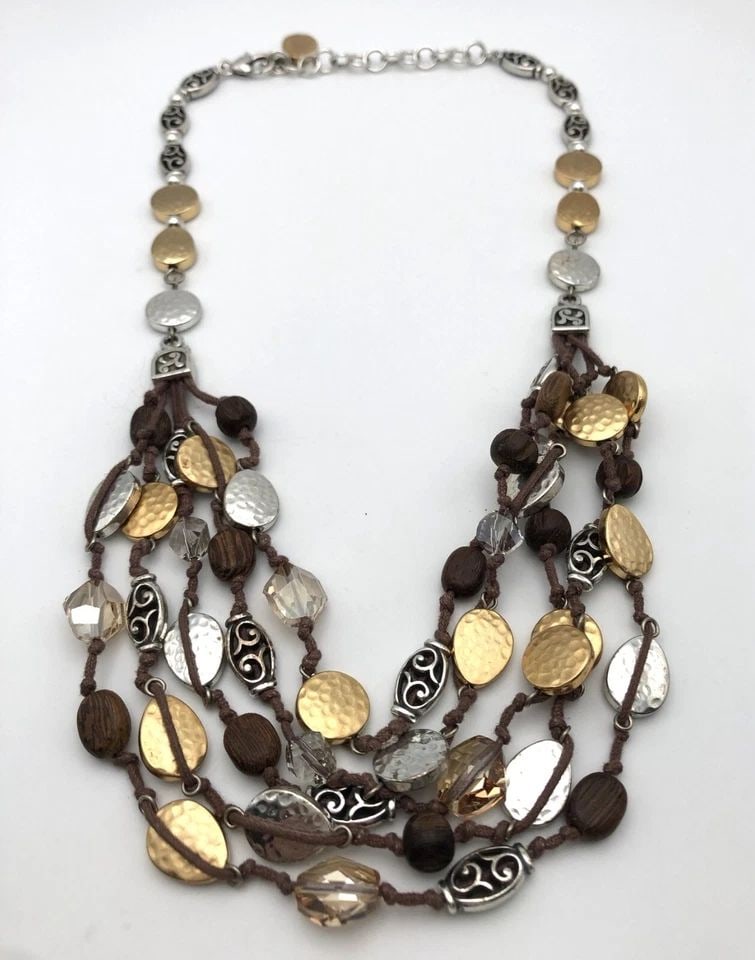 BRIGHTON 5 LAYERED SPARKLE / SHIMER NECKLACE, MULTI MATERIAL BEADS 20.5 INCH (1 of 2)