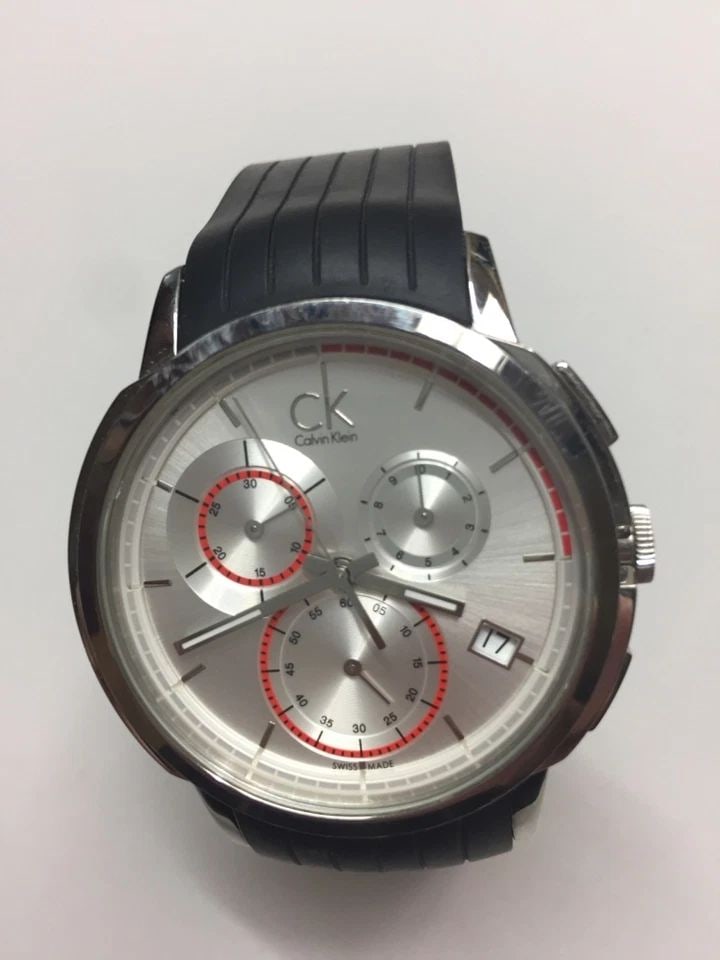 CALVIN KLEIN MENS K1V27926 DRIVE STAINLESS STEEL WATCH WITH BLACK RUBBER BAND (1 of 2)