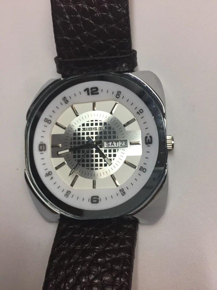 DIESEL STAINLESS STEEL MEN'S WATCH W/ GENUINE LEATHER BAND 45MM CASE (1 of 2)