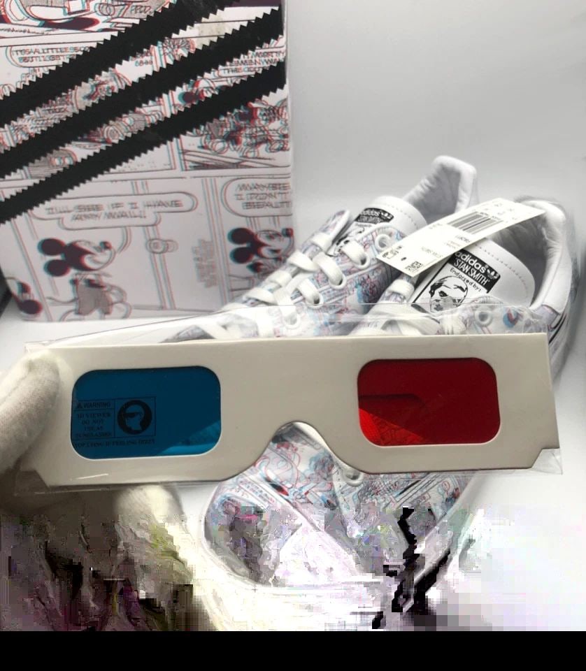 MICKEY MOUSE 3D COMIC ADIDAS STAN SMITH SHOES ( SIZE: 7 ) (1 of 2)