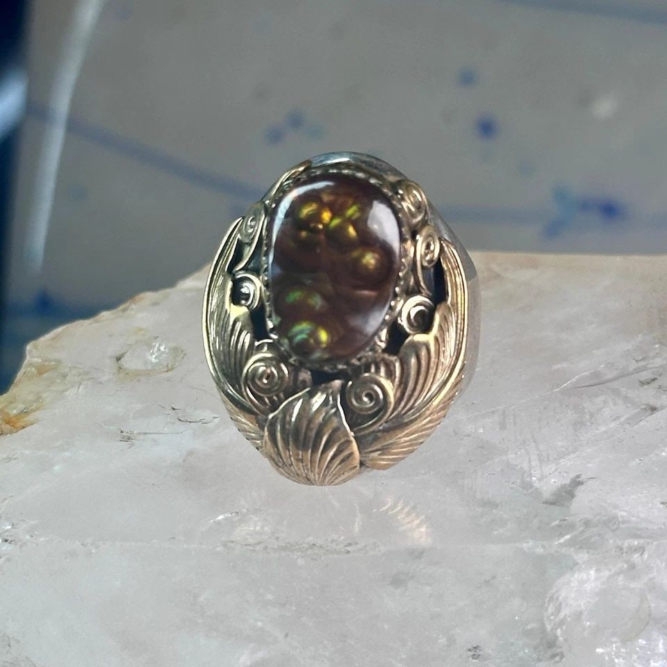 NAVAJO RING FIRE AGATE HEAVY SIZE 9.75 STERLING SILVER WOMEN MEN (1 of 1)