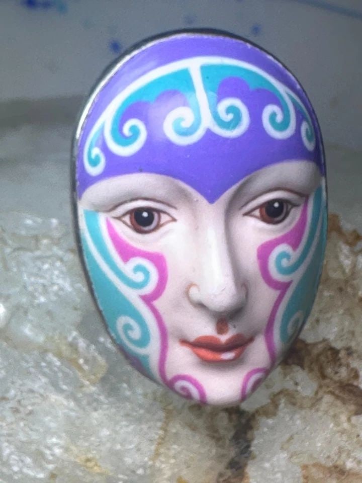 SERGIO BUSTAMANTE RING FACE FIGURATIVE BAND SIZE 6.75 STERLING SILVER WOMEN (1 of 2)