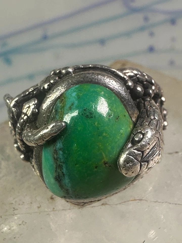 SOUTHWEST FOUR SNAKES SNAKE RING TURQUOISE SIZE 7.25 STERLING SILVER WOMEN MEN (1 of 1)