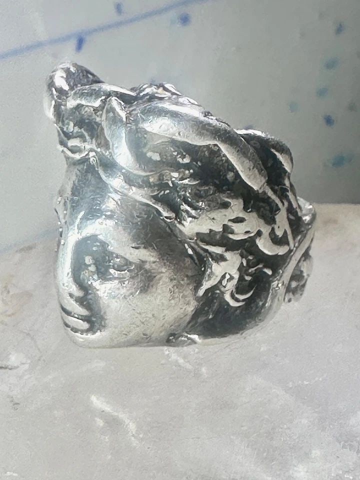FACE RING CLASSIC MYTHOLOGY WOMAN BAND BIRDS OR SNAKES HEAD MEDUSA?STERLING SILV (1 of 1)