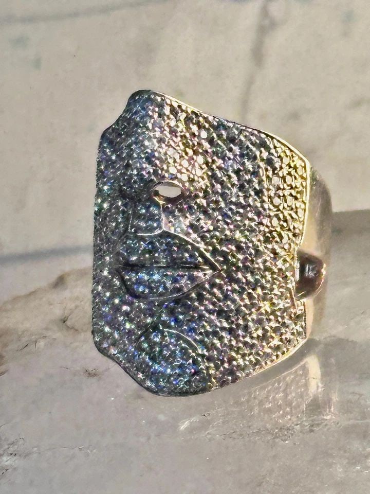 FACE RING FIGURATIVE MULTI PAVE CZ BAND ROSE GOLD OVER STERLING SILVER SIZE 9.75 (1 of 1)