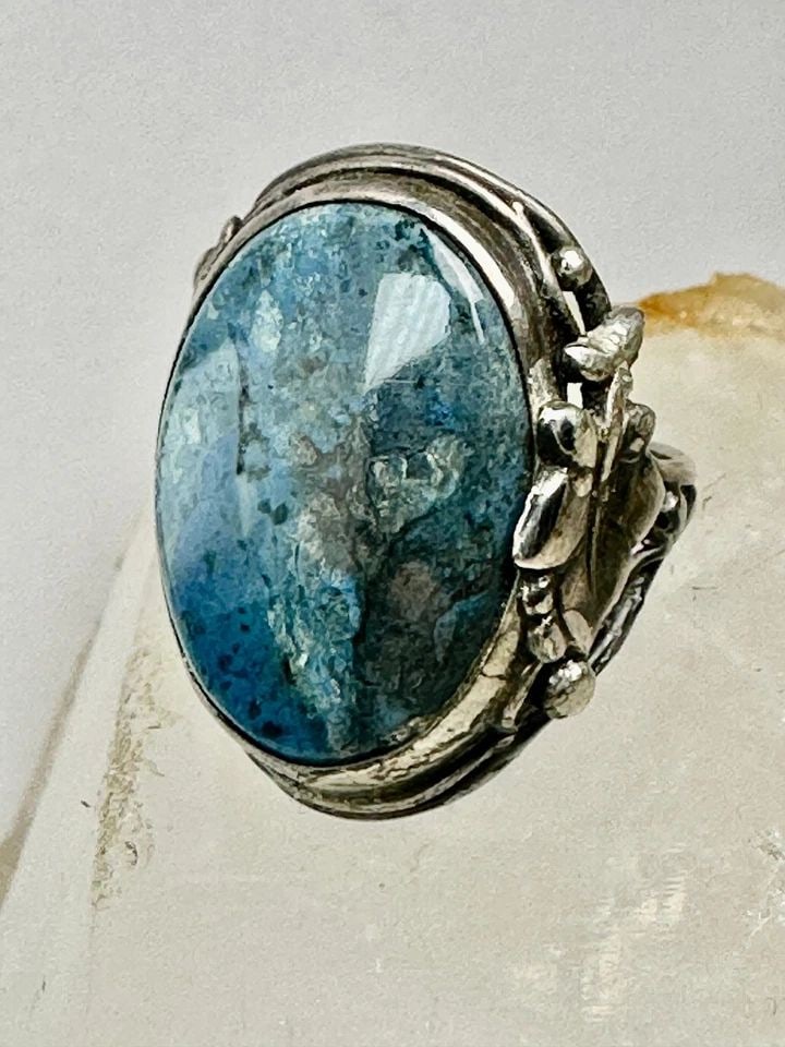 ART NOUVEAU RING FLORAL ART DECO LEAVES BAND SIZE 4.25 STERLING SILVER WOMEN GIR (1 of 1)